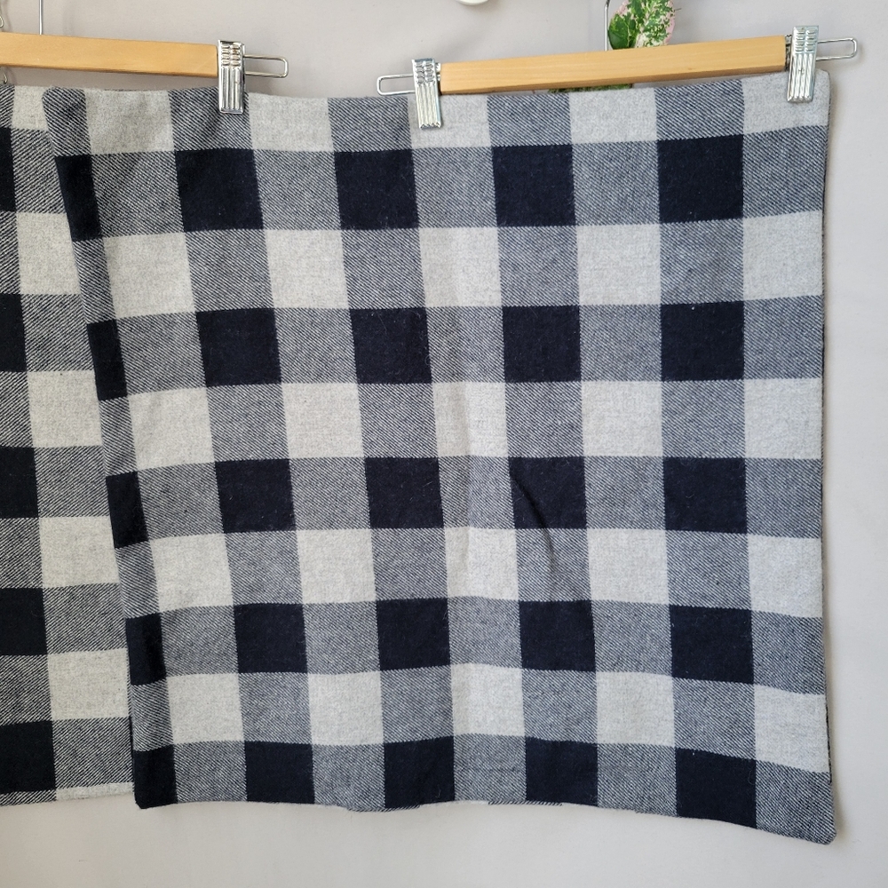 2 Alder &‎ Tweed Wool Buffalo Check Pillow Covers Blue Gray 22" x 22"